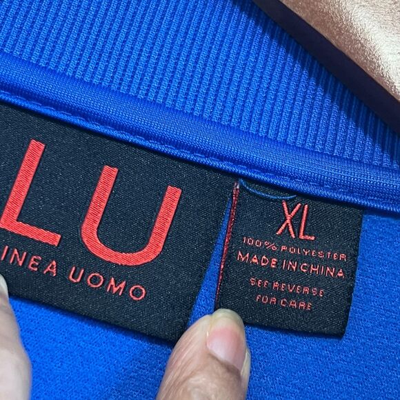 Linea Uomo LU Track Jacket Mens XL Blue 2 Stripes Dazzle Full Zip Run Activewear - Picture 5 of 12